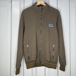 Patagonia Sweater Mens Small Brown Full Zip Wool Blend Retro Trim Jacket